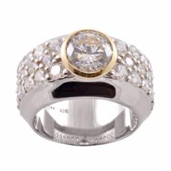 Michael Valitutti Signity 14k Gold and Silver Cubic Zirconia Ring