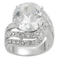 Silvertone Oval and Round-cut Cubic Zirconia Ring