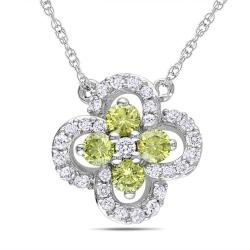 Miadora 10k White Gold 1/2ct Yellow and White Diamond Necklace (G-H,I1-2)