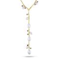 14k Yellow Gold Amethyst and Freshwater Pearl Necklace (5-9 mm)