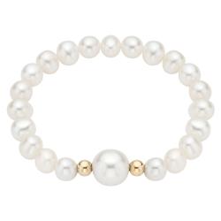 14k Gold Bead Pearl Bracelet with White Center (4-6 mm)