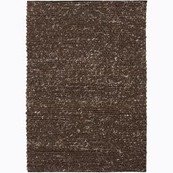 Hand-woven Mandara Brown Wool Rug (3'11' x 5'7)