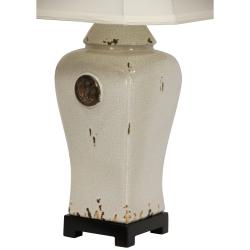 Crackle Ivory Glaze Medallion Porcelain Vase Lamp (China)