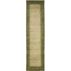 Hand-knotted Gabeh Solo Teal Wool Rug (2'3 x 9'6)