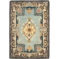 Handmade Bliss Light Blue/ Ivory Hand-spun Wool Rug (2' x 3')