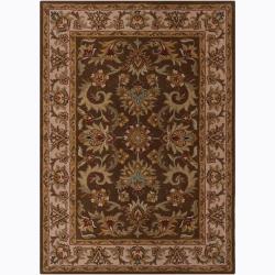 Hand-tufted Mandara Oriental Brown Wool Rug (5' x 7')
