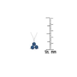 14k Gold 1/4ct TDW Blue Diamond Three-Stone Necklace