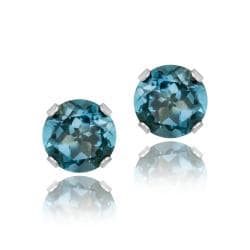 Glitzy Rocks Sterling Silver 2 1/10ct TGW London Blue Topaz 6-mm Stud Earrings