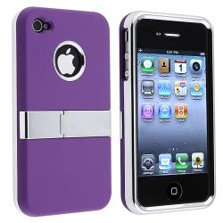Purple with Chrome Stand Snap-on Case for Apple iPhone 4 AT&T/ Verizon