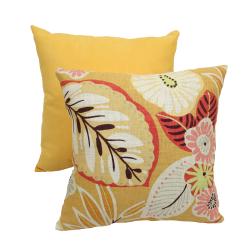 Pillow Perfect Decorative Gold Tropical Floral Square Toss Pillow