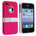 Hot Pink Case with Chrome Stand for Apple iPhone 4