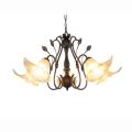 Hand-blown Glass 5-light Brushed Oak Finish Chandelier