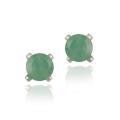 Glitzy Rocks Sterling Silver 4-mm Emerald Stud Earrings