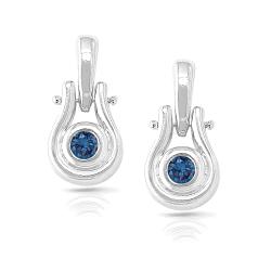 14k White Gold 1/6ct TDW Blue Diamond Earrings