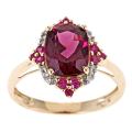 14k Yellow Gold Rhodolite, Ruby, Diamond Accent Ring