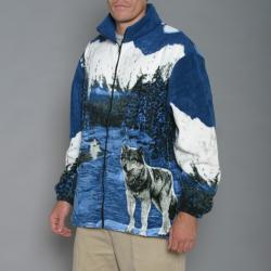 Resort Stop Wolf Printed Polar Fleece Jacket 