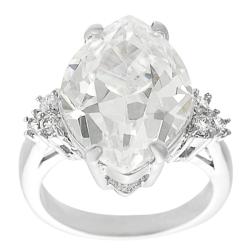 Silvertone Marquise and Round-cut Cubic Zirconia Ring