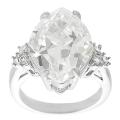 Silvertone Marquise and Round-cut Cubic Zirconia Ring