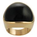 Goldtone Created Black Onyx Dome Ring