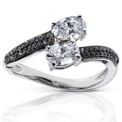 14k Gold 1 1/10ct TDW Certified Black and White Diamond Ring (F-G, SI2)