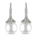 14k Gold South Sea Pearl and 1/2 CT TDW Diamond Earrings (10 mm) (G-H, SI1)
