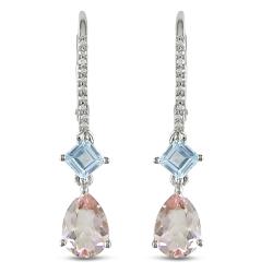 10k White Gold 2 7/8ct TGW Multi-gemstone and Diamond Earrings