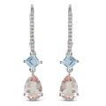 10k White Gold 2 7/8ct TGW Multi-gemstone and Diamond Earrings