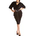 Tabeez Women's Plus Size Black Draped Dress