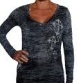 Vocal Rhinestone Cross Long Sleeve Top