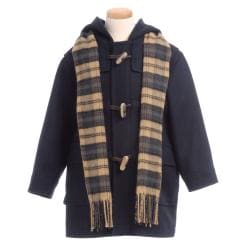Nordic Country Boy's Navy Wool-blend Coat and Scarf