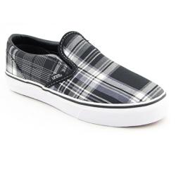 Vans Boy's 'Classic Slip-On Patchwork Plaid' Black Skate Shoes