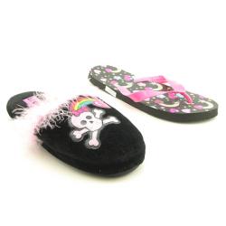Lil' Cookie Girl's Slipper and Flip-Flop Black Shoes (Size 13)