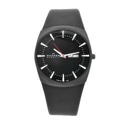 Skagen Men's Denmark Black Leather Black Dial Watch