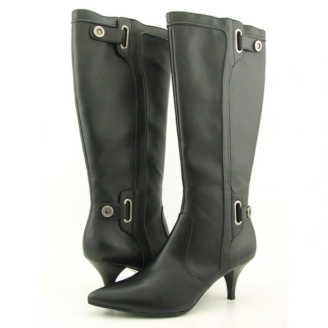 Style & CO Smarty Womens Black Wide Calf Boots (Size 10)