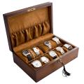 Vintage Brown Finish Wood Solid Top Watch Case 