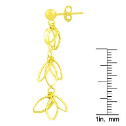 14k Yellow Gold Diamond-cut Cascading Cut-out Leaves Dangle Earrings