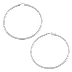 14k White Gold 2x50-mm Polished Tube Hoop Earrings
