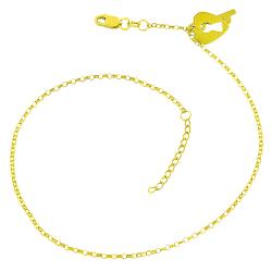Fremada 14k Yellow Gold Heart and Key Adjustable Anklet