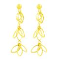 14k Yellow Gold Diamond-cut Cascading Cut-out Leaves Dangle Earrings