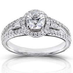 14k White Gold 1 1/5 ct TDW Certified Diamond Engagement Ring (F, SI2)
