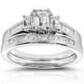 14k White Gold 1 2/5 ct TDW Certified Diamond Bridal Ring Set (F-G, VS2-SI1)