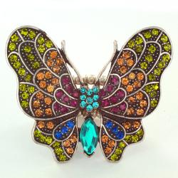 Multi-colored Crystal Butterfly Ring