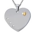 Goldplated Steel Clear Cubic Zirconia Polished Heart Necklace
