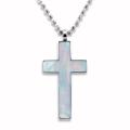Stainless Steel White Mother of Pearl Inlay Cross Necklace