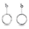 Stainless Steel Textured Dangle Hoop Earrings