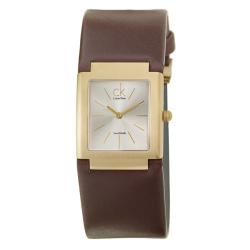 Calvin Klein Women's 'Dress' Yellow Goldplated Stainless Steel and Leather Quartz Watch