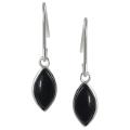 Sterling Silver Created Black Onyx Dangle Earrings