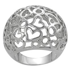 Silvertone Circle and Heart Cut-out Dome Ring