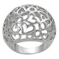 Silvertone Circle and Heart Cut-out Dome Ring