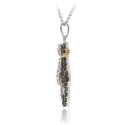 Tri-color Black Diamond Accent Two Cats Necklace